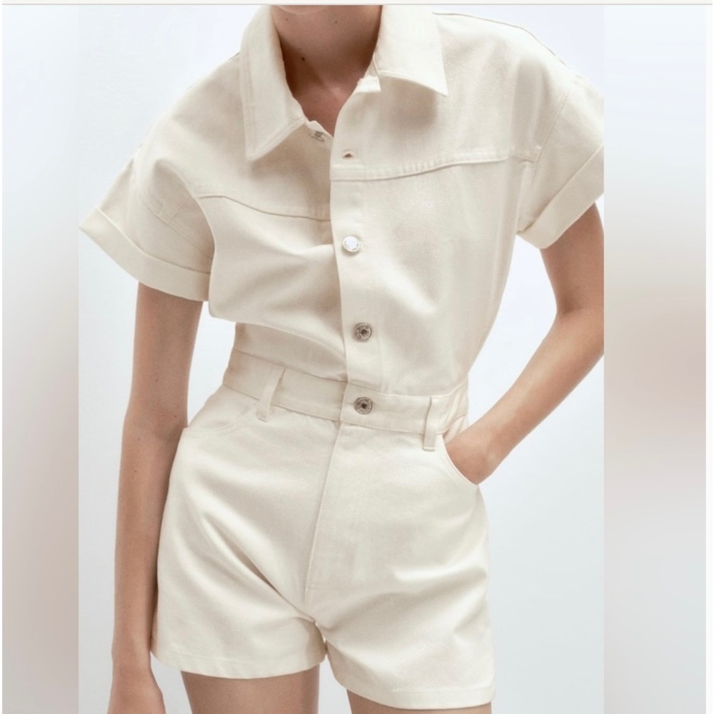 Zara shimmery denim romper